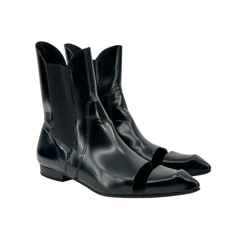 RUNWAY CDG x John Fluevog Iconic RARE Black Leather Swordfish Chelsea Boots